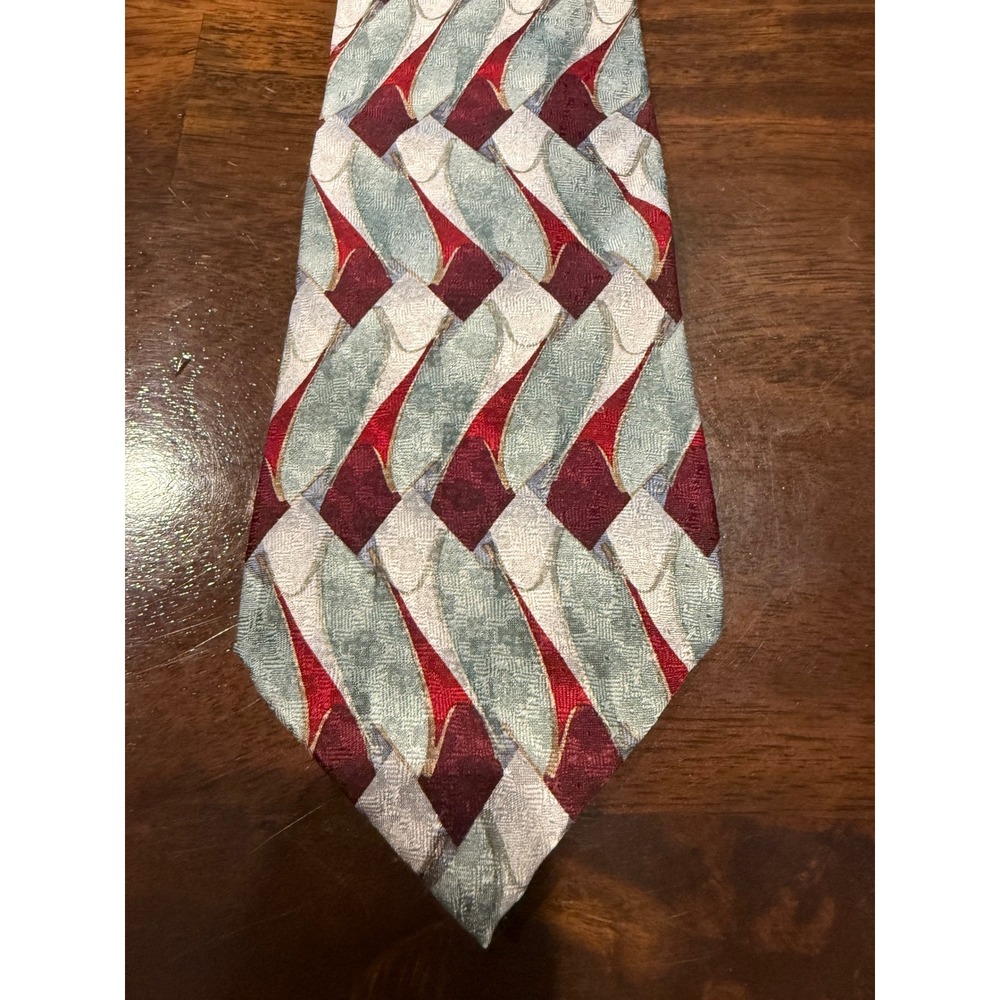 Jimmy V The V Foundation Collection One Silk Tie Geometric Green Burgundy USA